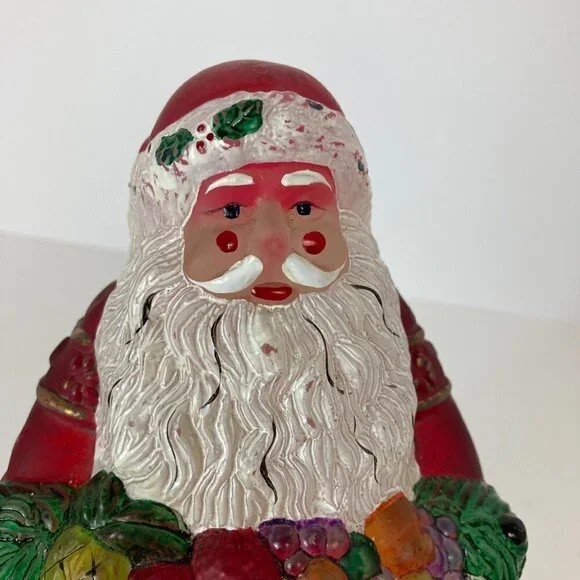 Vintage Merck 1997 Old World Christmas Handpainted Glass Bountiful Santa Light 6